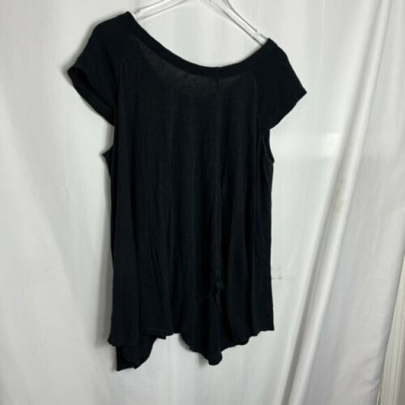 Free People Black Keep It Casual Oversized Linen Blend Blouse size medium 1053 - Picture 4 of 4